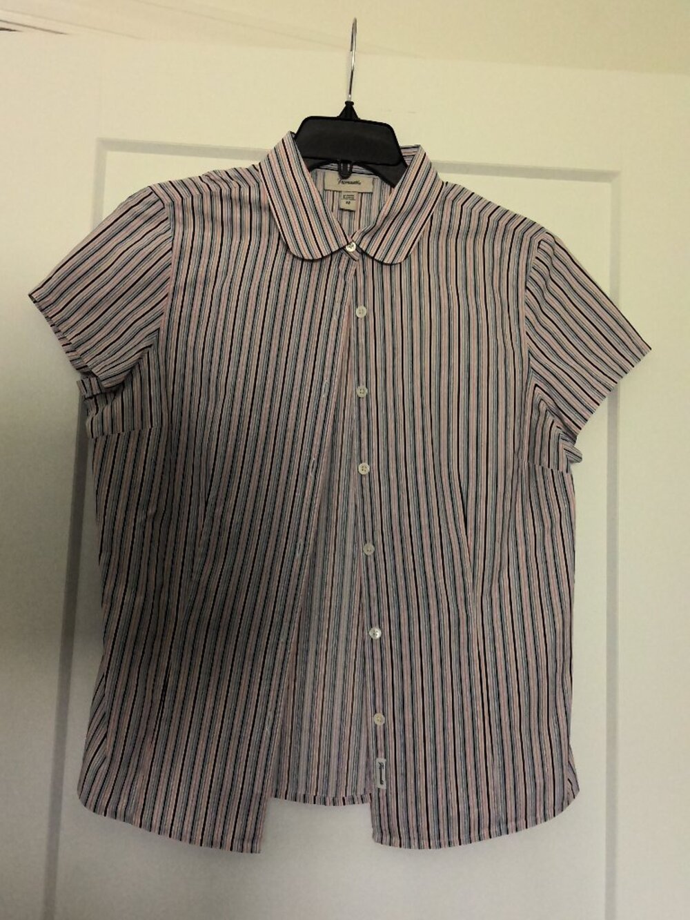 Faconnable womens striped cap sleeve button-down blouse